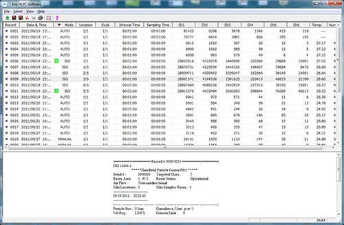 Software Screen Shot des tragbaren Laser-Partikelzhler