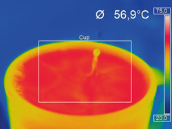 Temperaturverteilungen auf einer Oberflche lassen sich mit der USB-Infrarotkamera PCE-PI160 exakt im Millisekunden-Intervall erfassen.