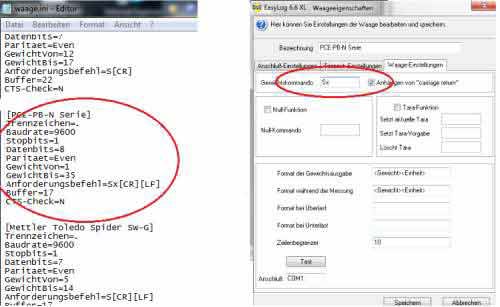 Einstellungen der USB Paketwaage PCE-PB N Serie mit GLS und DHL