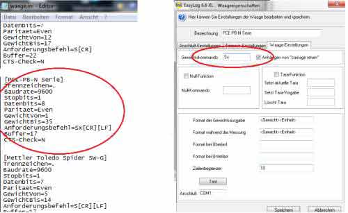 Einstellungen der USB Versandwaage PCE-PB N Serie mit GLS und DHL