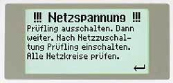 Die Ausgabe von Klartextanweisungen des VDE-Testgertes