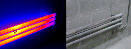 Thermobild von Rohrleitungen der Wärmebildkamera PCE-TC 31