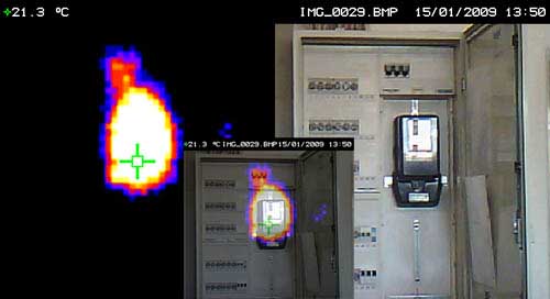 Die Wrmekamera PCE-TC 2 bei der Untersuchung eines Verteilers