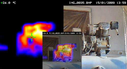 Untersuchung eines Motors mit der Wrmekamera PCE-TC 2